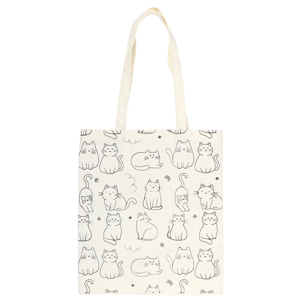Borsa Tote "Cat Charm" con Stampa All-Over "Gatto Bianco"