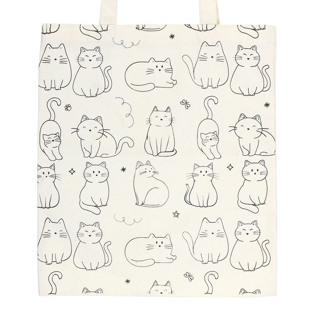 Borsa Tote "Cat Charm" con Stampa All-Over "Gatto Bianco"