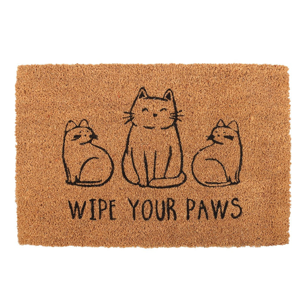 PREORDINE (In arrivo dal 3 agosto) Zerbino in Fibra di Cocco Wipe Your Paws con Gatti – Tappeto d'Ingresso Simpatico per Amanti dei Gatti