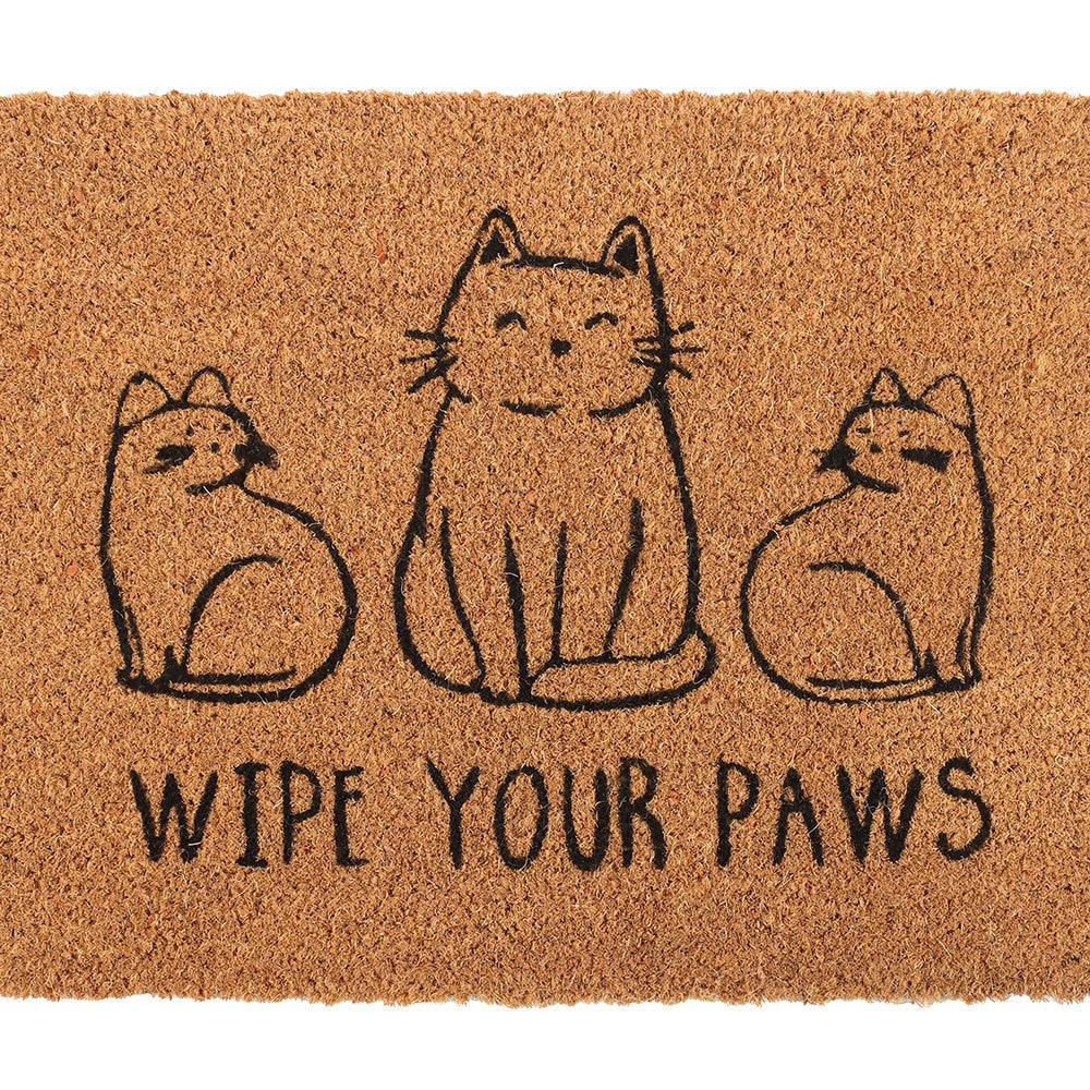 PREORDINE (In arrivo dal 3 agosto) Zerbino in Fibra di Cocco Wipe Your Paws con Gatti – Tappeto d'Ingresso Simpatico per Amanti dei Gatti