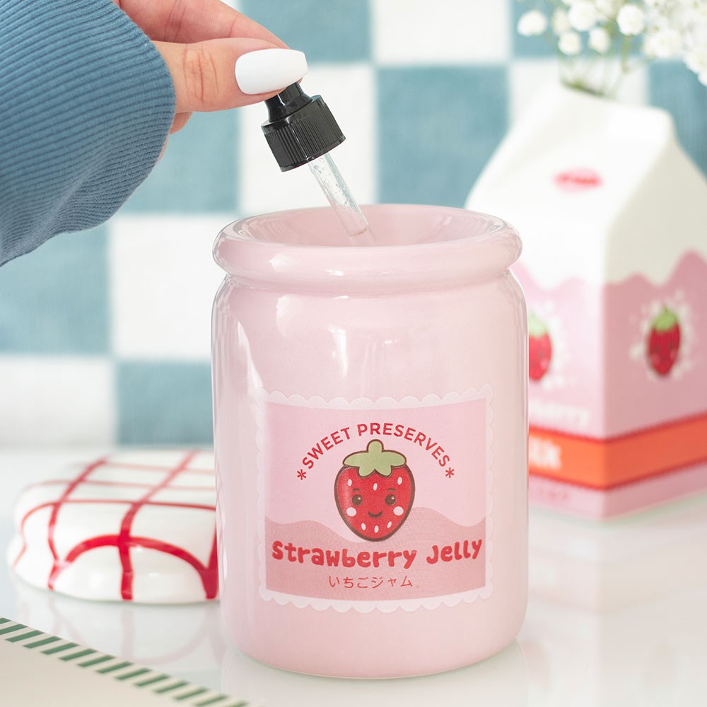 Bruciatore per Oli Essenziali e Scaldacera "Vasetto di Gelatina alla Fragola"