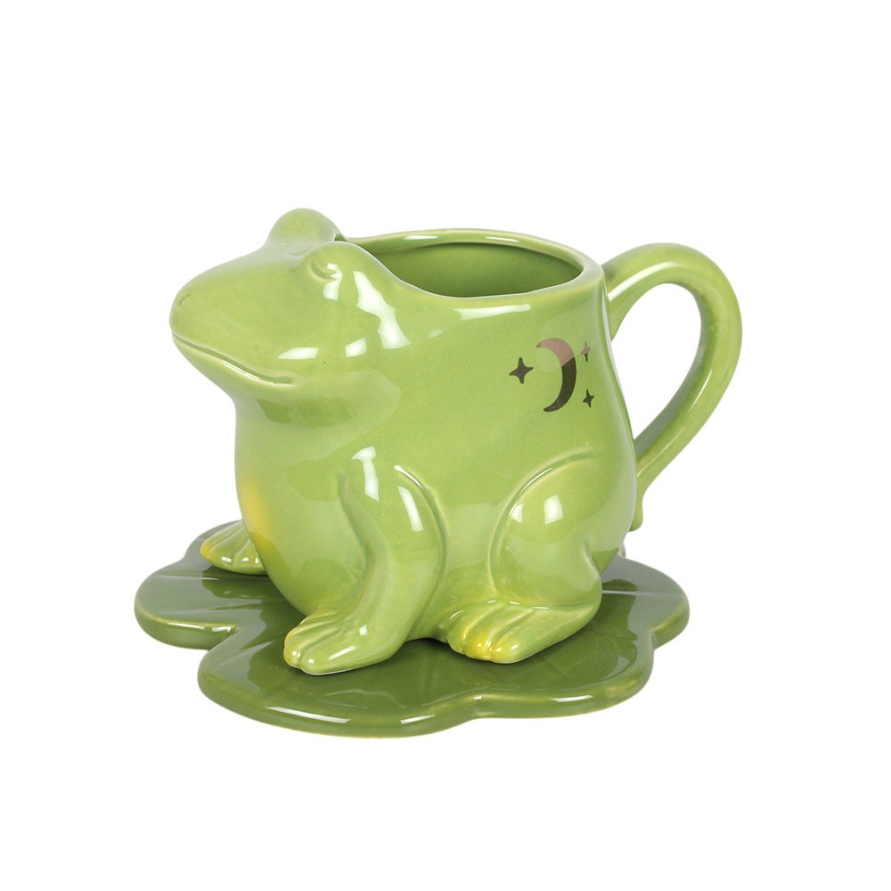 Set Tazza e Piattino in Ceramica "Rana e Ninfea"
