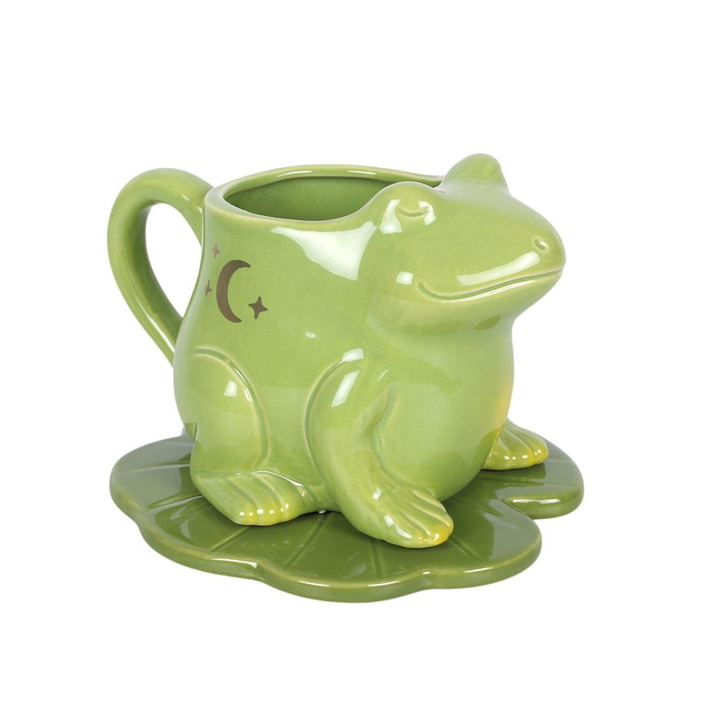 Set Tazza e Piattino in Ceramica "Rana e Ninfea"