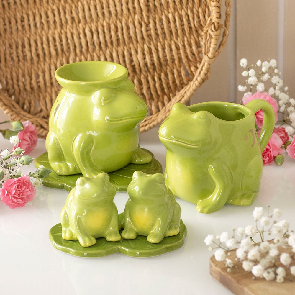 Set Tazza e Piattino in Ceramica "Rana e Ninfea"