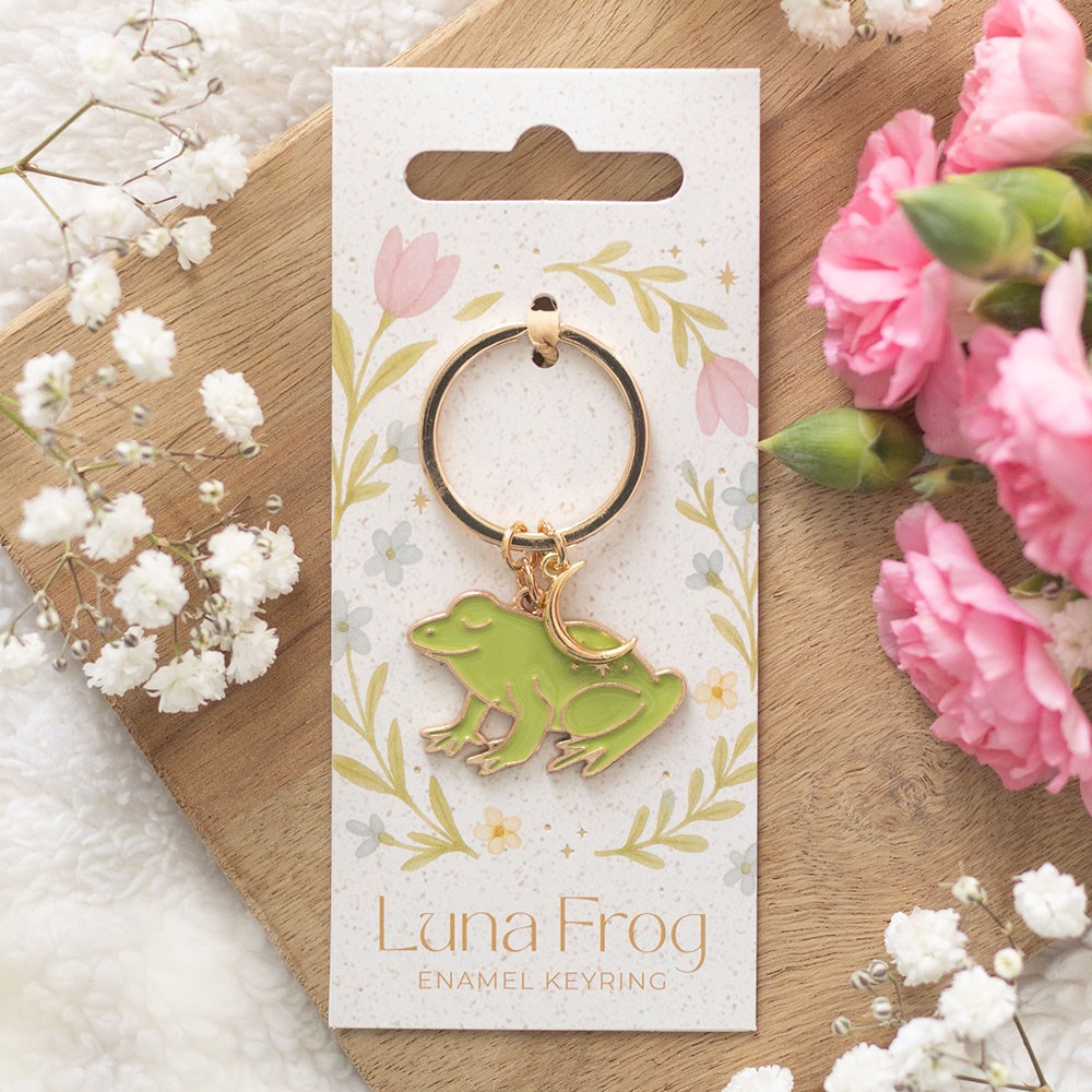 Portachiavi Smaltato "Rana Incantata" – Collezione Luna Bloom