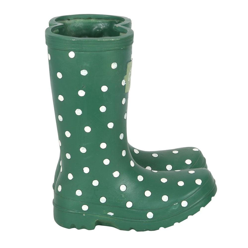 Vaso da fiori a forma di stivale di gomma verde scuro