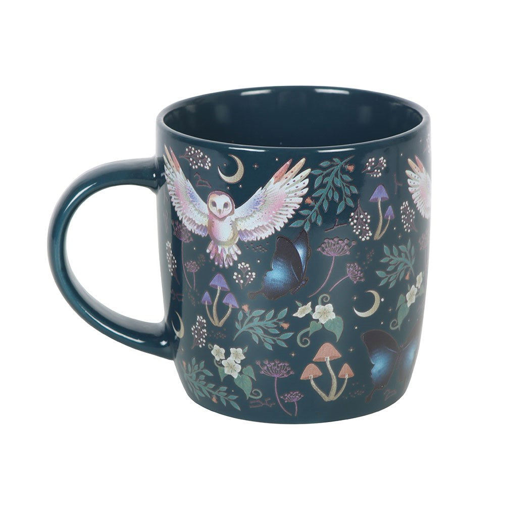 Tazza in Ceramica "Night Flight" con Gufi e Mezzelune – 320 ml