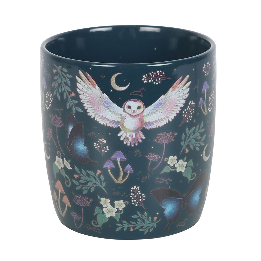 Tazza in Ceramica "Night Flight" con Gufi e Mezzelune – 320 ml