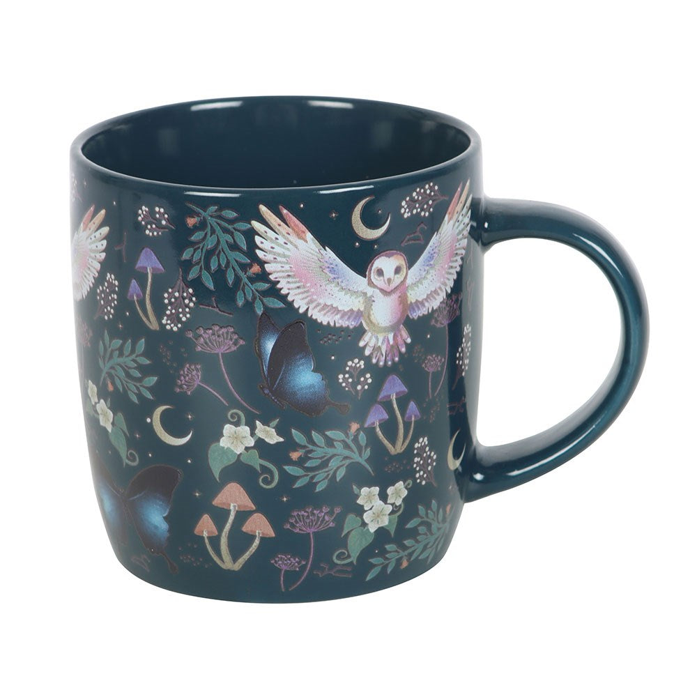 Tazza in Ceramica "Night Flight" con Gufi e Mezzelune – 320 ml