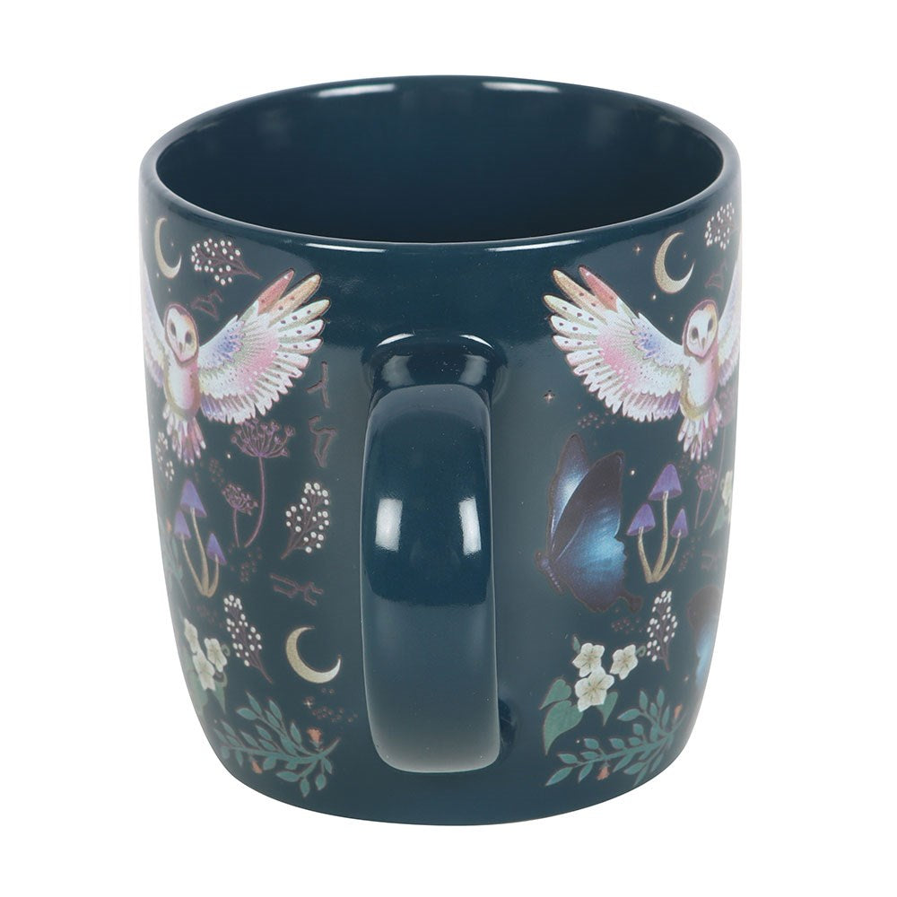 Tazza in Ceramica "Night Flight" con Gufi e Mezzelune – 320 ml