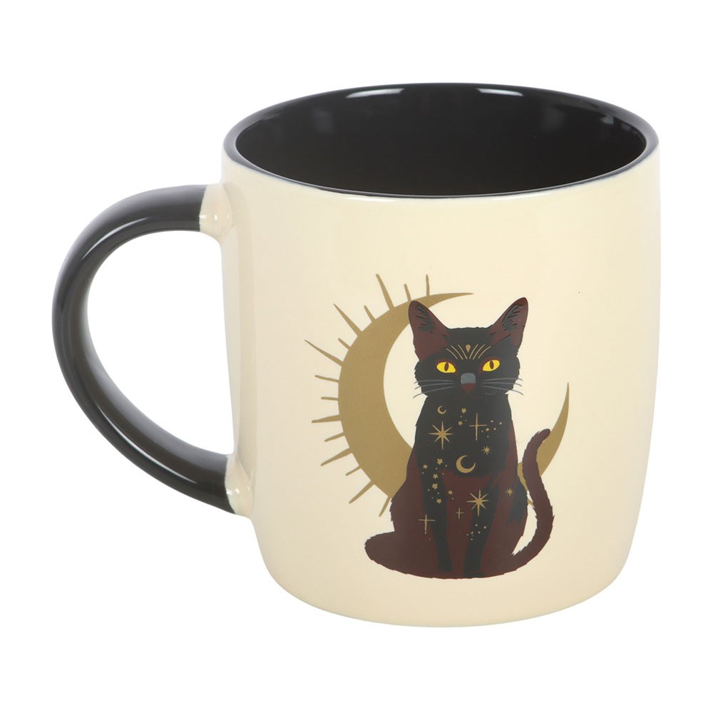 Tazza in Ceramica Gatto Nero e Luna Crescente – "Sitting Magick"