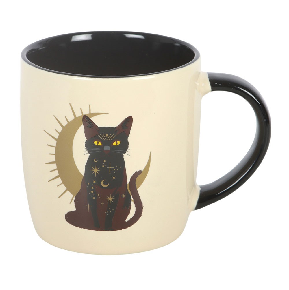 Tazza in Ceramica Gatto Nero e Luna Crescente – "Sitting Magick"