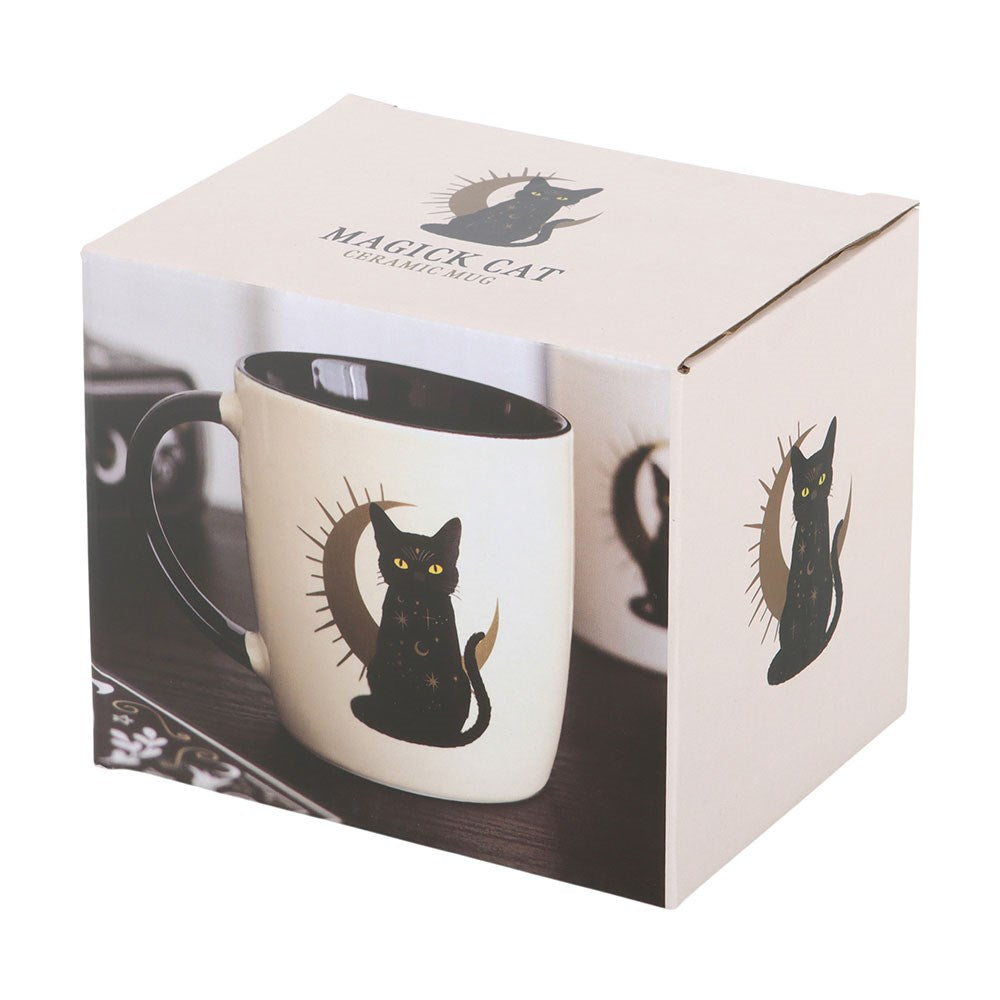 Tazza in Ceramica Gatto Nero e Luna Crescente – "Sitting Magick"