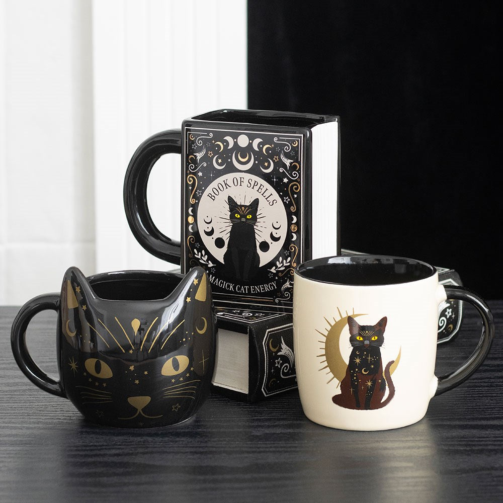 Tazza in Ceramica Gatto Nero e Luna Crescente – "Sitting Magick"