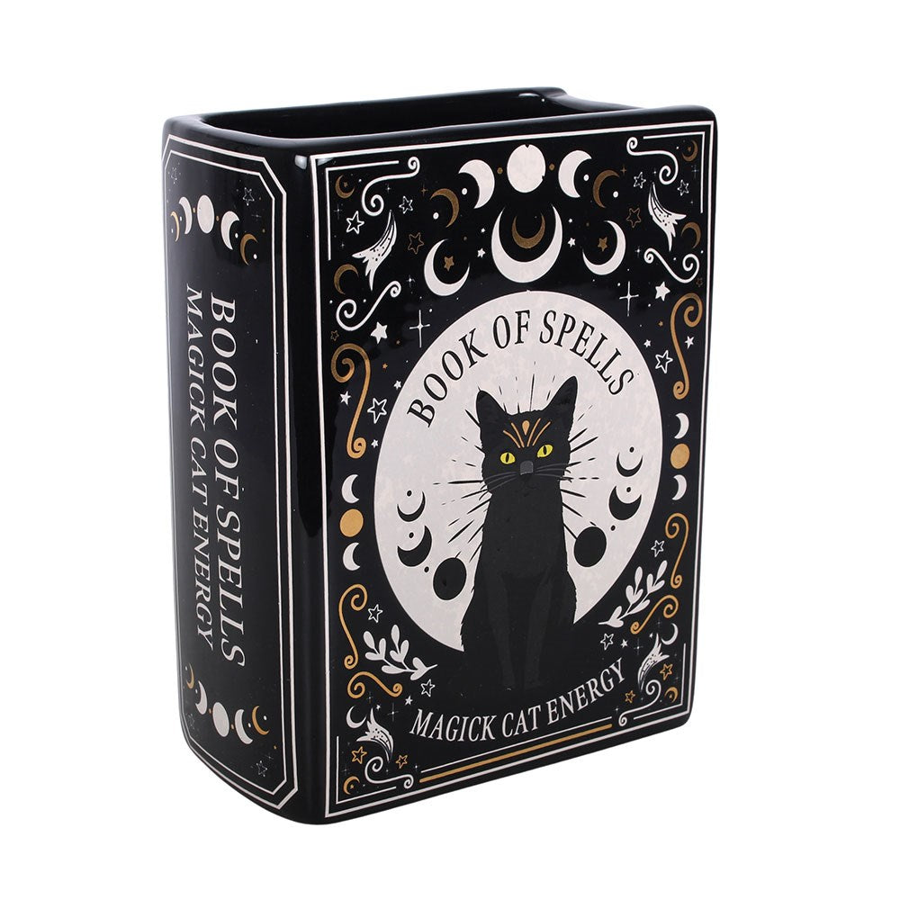Vaso da fiori a forma di libro "Black Cat Magick"