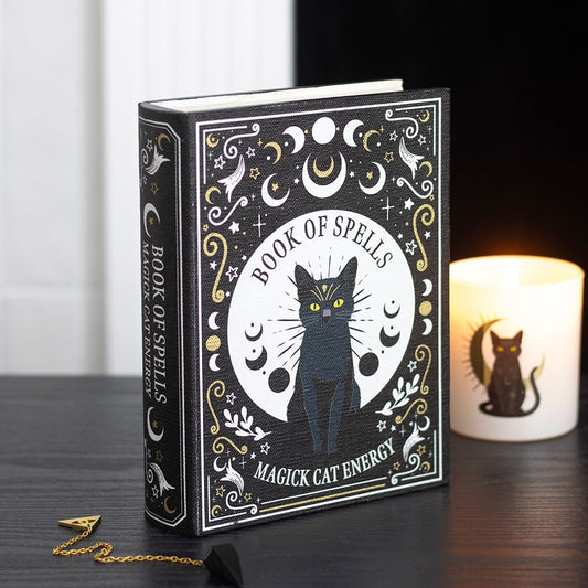 PREORDINE (In arrivo dal 3 agosto) Scatola Portaoggetti Segreta a forma di Libro "Black Cat Magick"