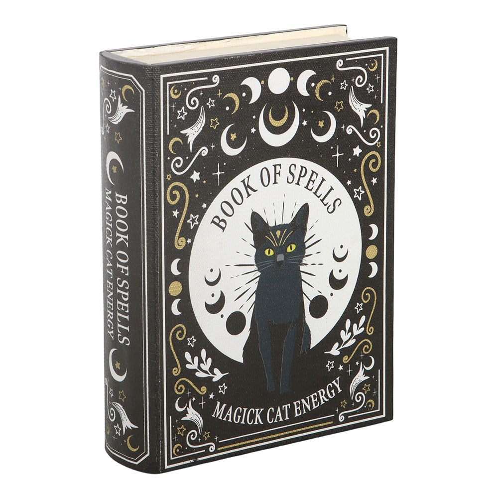 Scatola Portaoggetti Segreta a forma di Libro "Black Cat Magick"