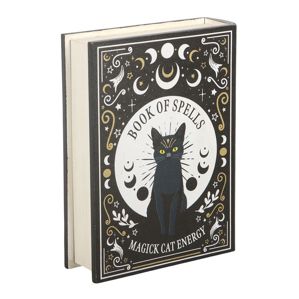 Scatola Portaoggetti Segreta a forma di Libro "Black Cat Magick"