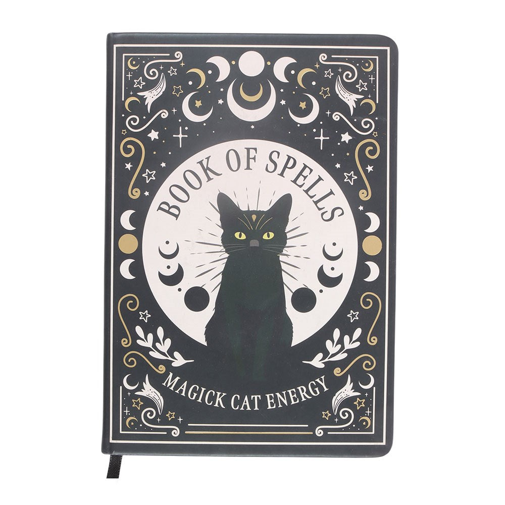 Libro degli Incantesimi – Taccuino A5 con Penna "Black Cat Magick"