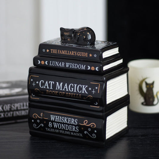 Bruciatore a olio "Black Cat Book Stack" con gatto