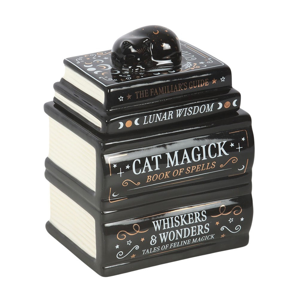 Bruciatore a olio "Black Cat Book Stack" con gatto