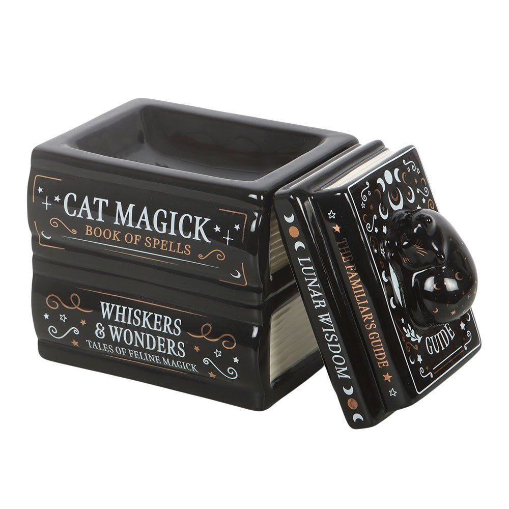 Bruciatore a olio "Black Cat Book Stack" con gatto