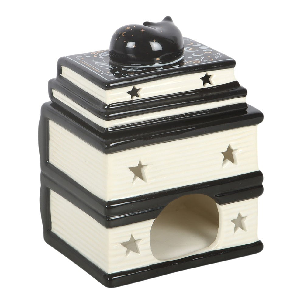 Bruciatore a olio "Black Cat Book Stack" con gatto
