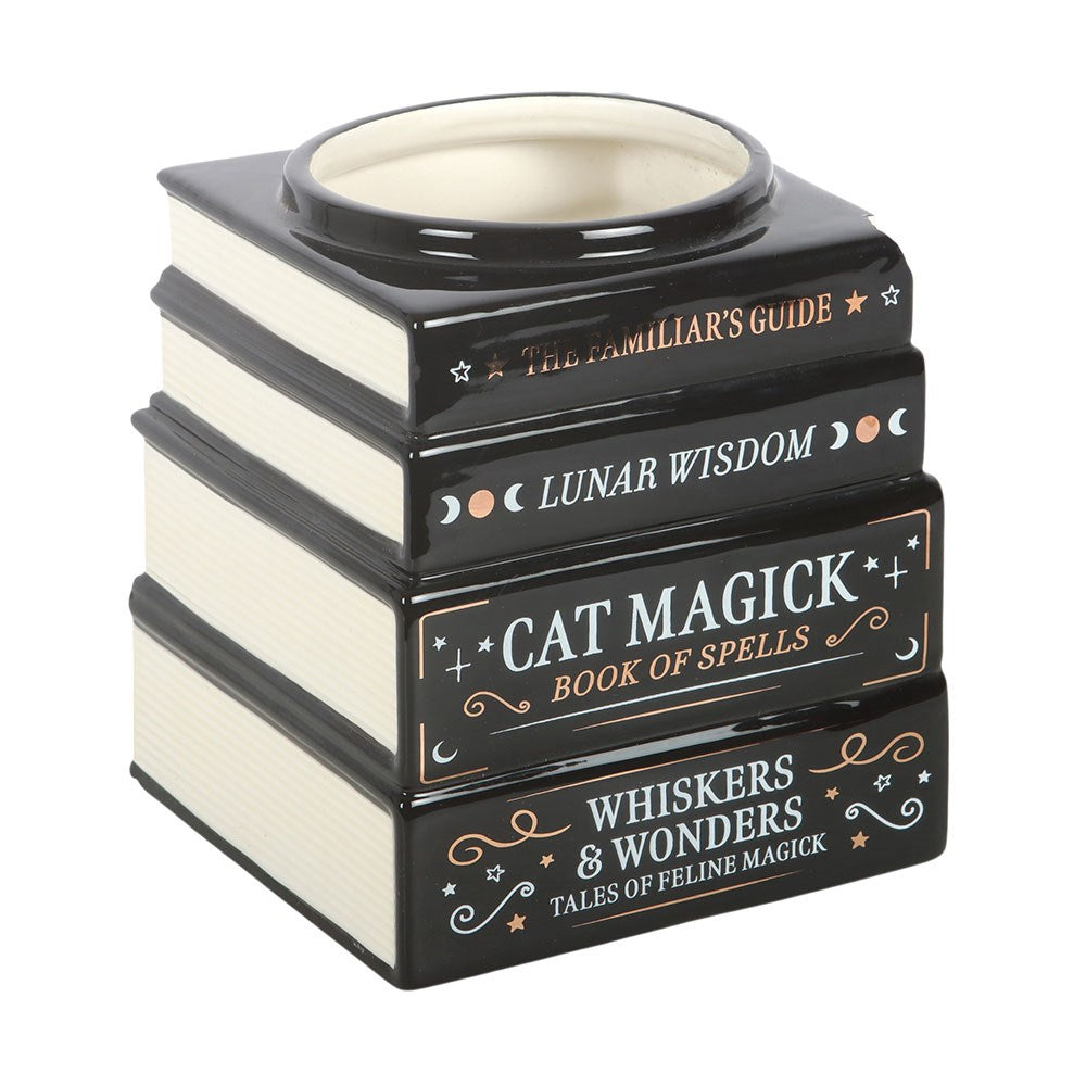Vaso a forma di pila di libri "Black Cat Magick"