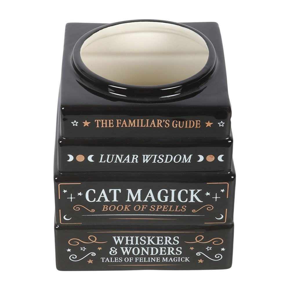 Vaso a forma di pila di libri "Black Cat Magick"