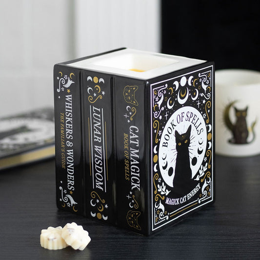 Bruciatore di oli essenziali e scaldacera "Black Cat Book of Spells"