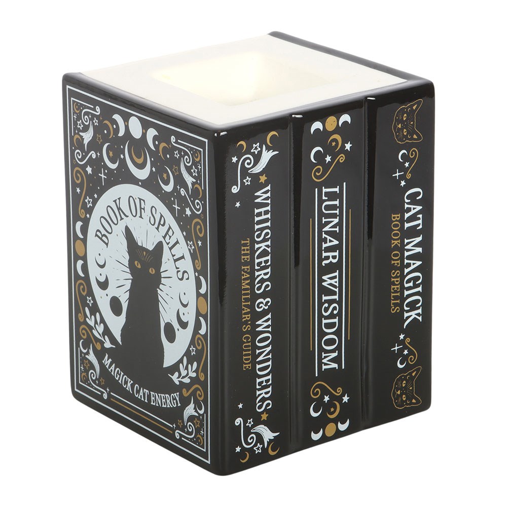 Bruciatore di oli essenziali e scaldacera "Black Cat Book of Spells"