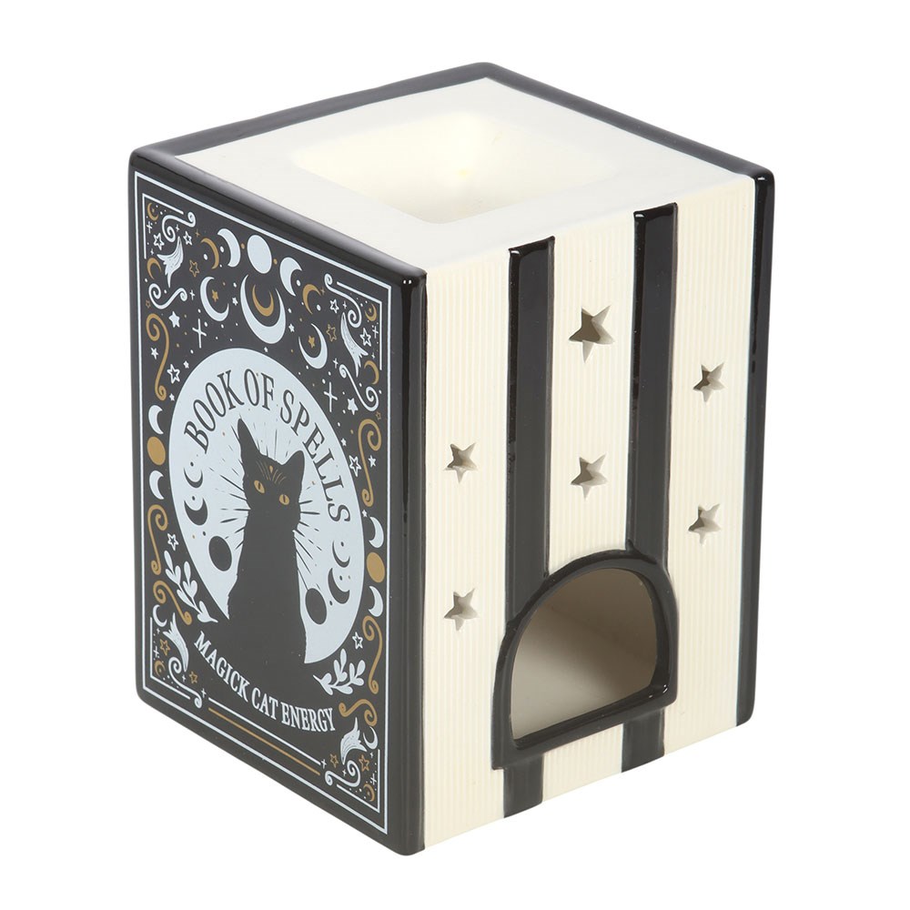 Bruciatore di oli essenziali e scaldacera "Black Cat Book of Spells"