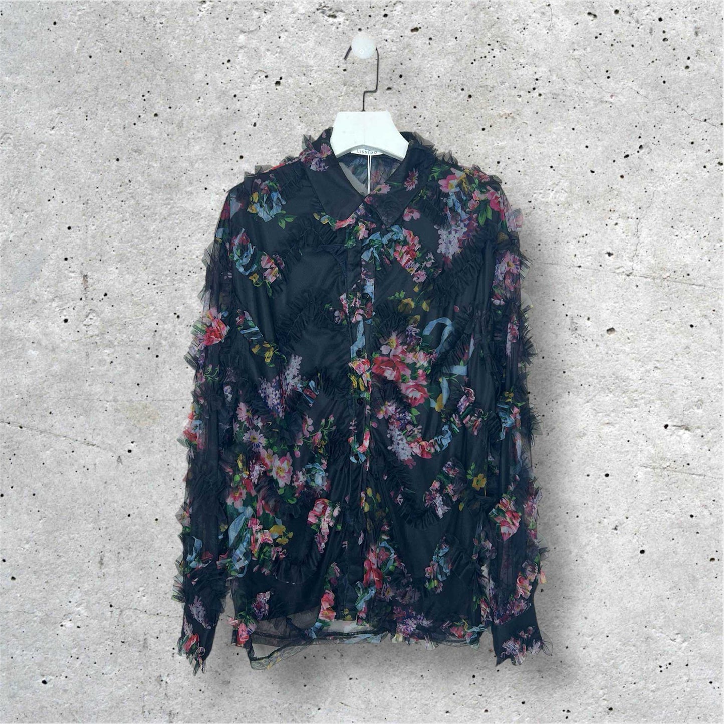 Camicia floreale boho chic Iris nera