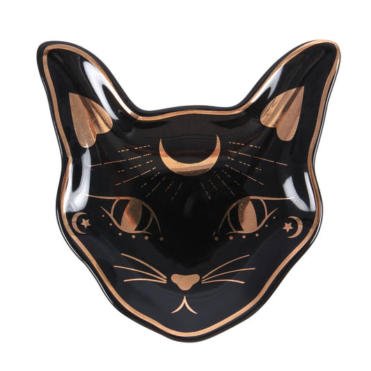 PREORDINE (In arrivo dal 3 agosto) Piattino Portaoggetti Lunar Mog Cat Face – Svuotatasche a Forma di Muso di Gatto con Dettagli Dorati