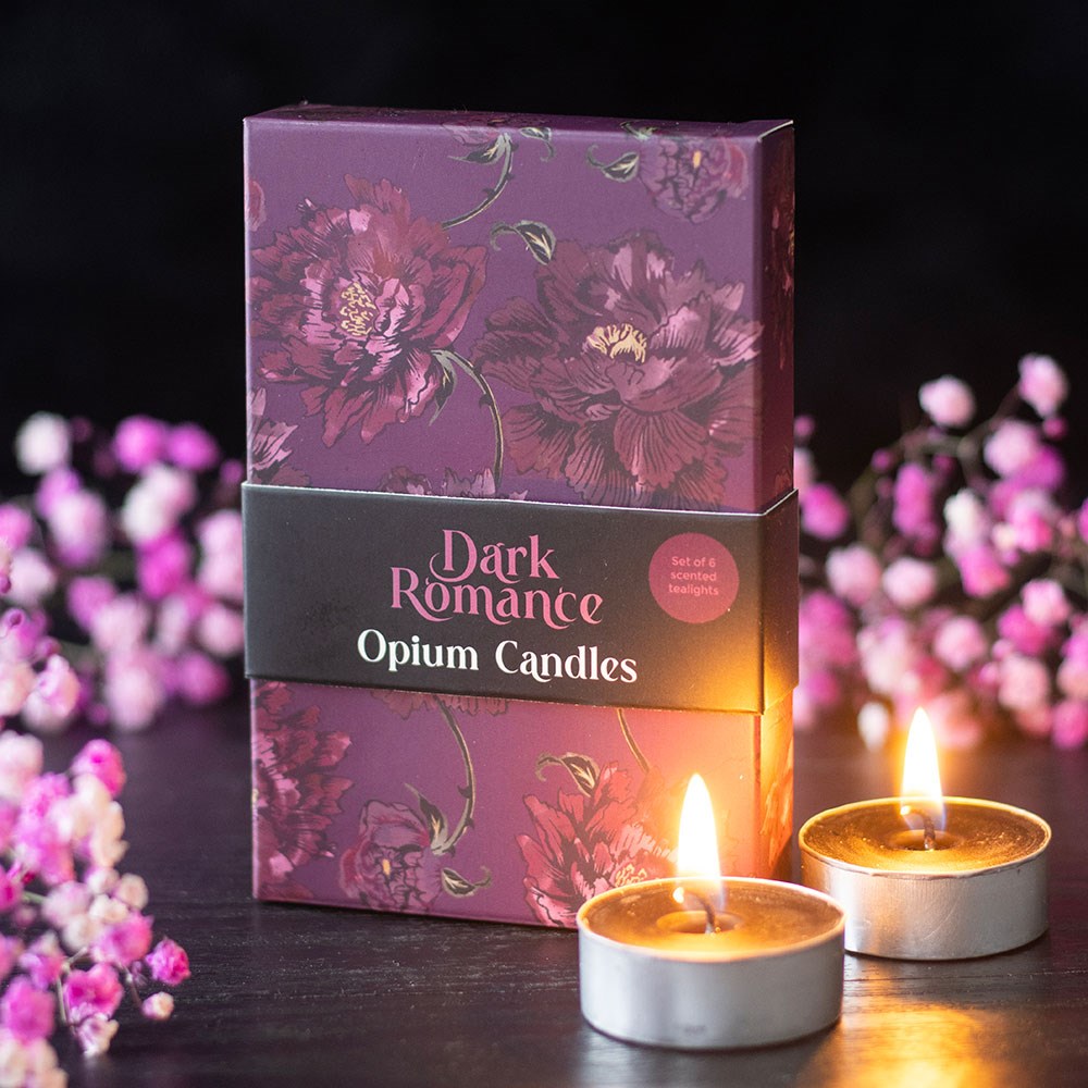 Set di 6 candele tealight profumate all'oppio – Dark Romance