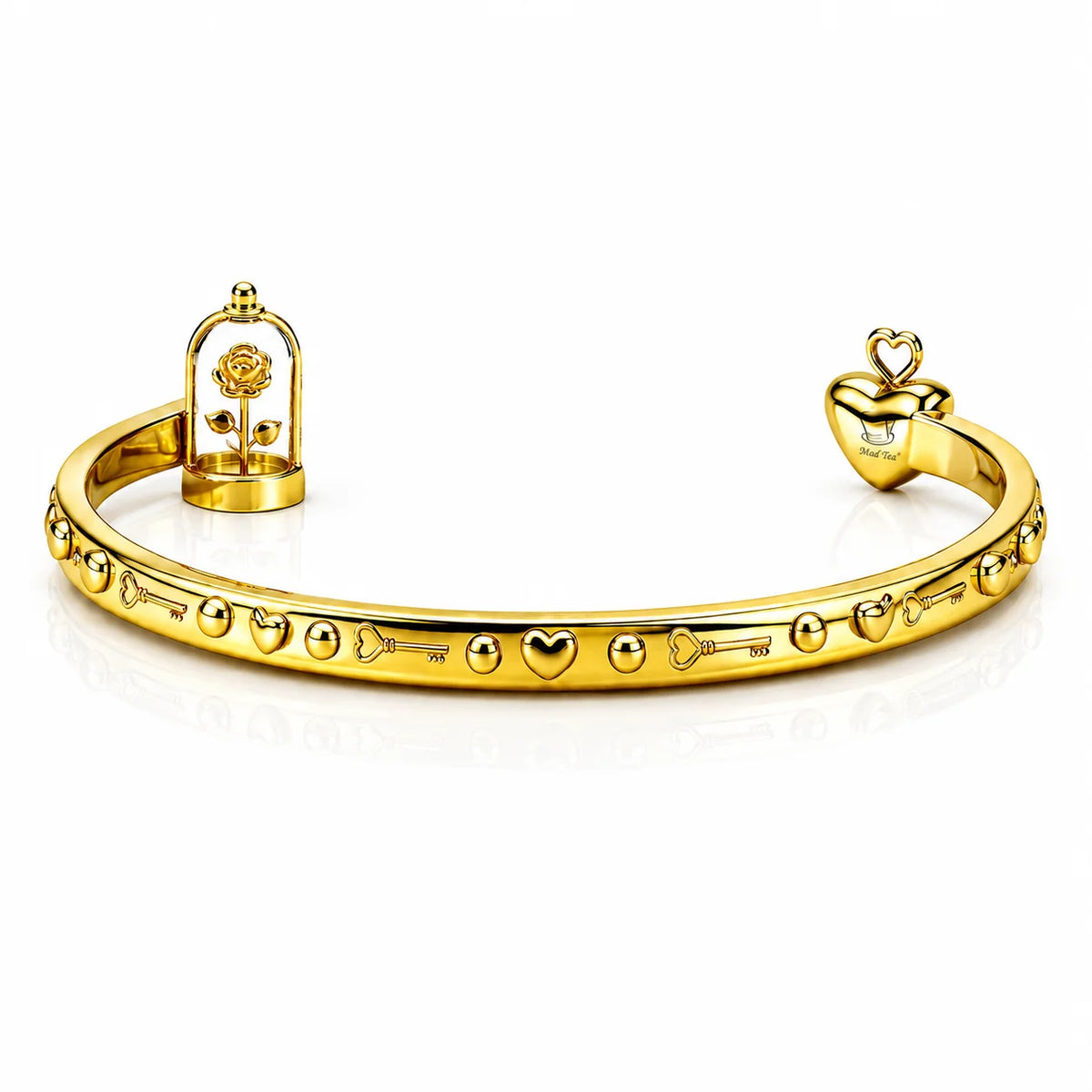 Bracciale “Sempre nel mio cuore” con rosa e chiave in acciaio 316L