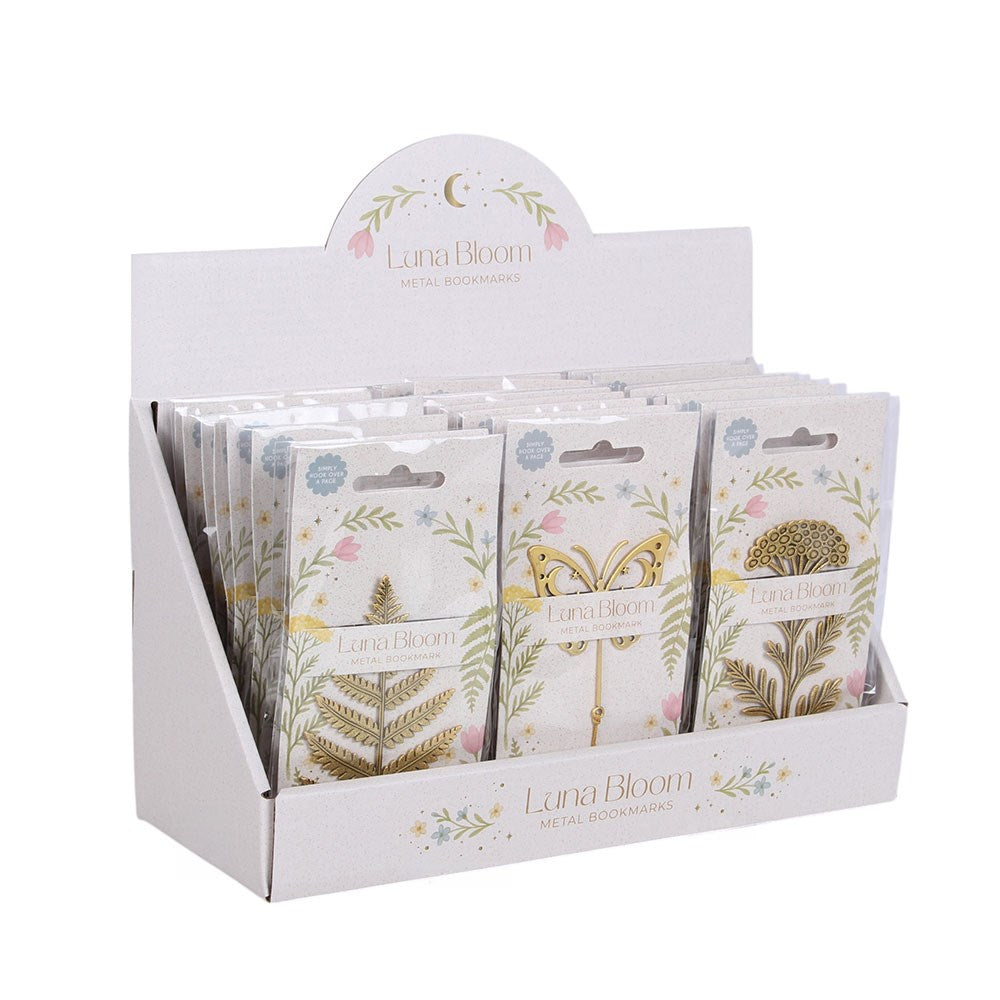 Segnalibro in metallo con nappina – Luna Bloom, tre fantasie