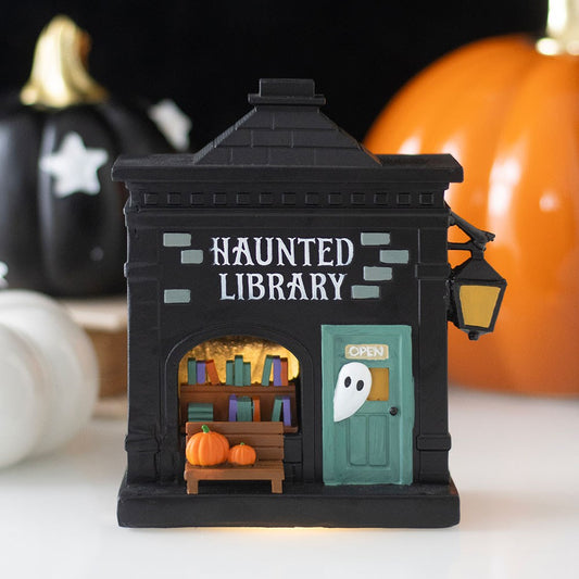 Decorazione Luminosa LED Biblioteca Infestata – "Haunted Library" Halloween Village