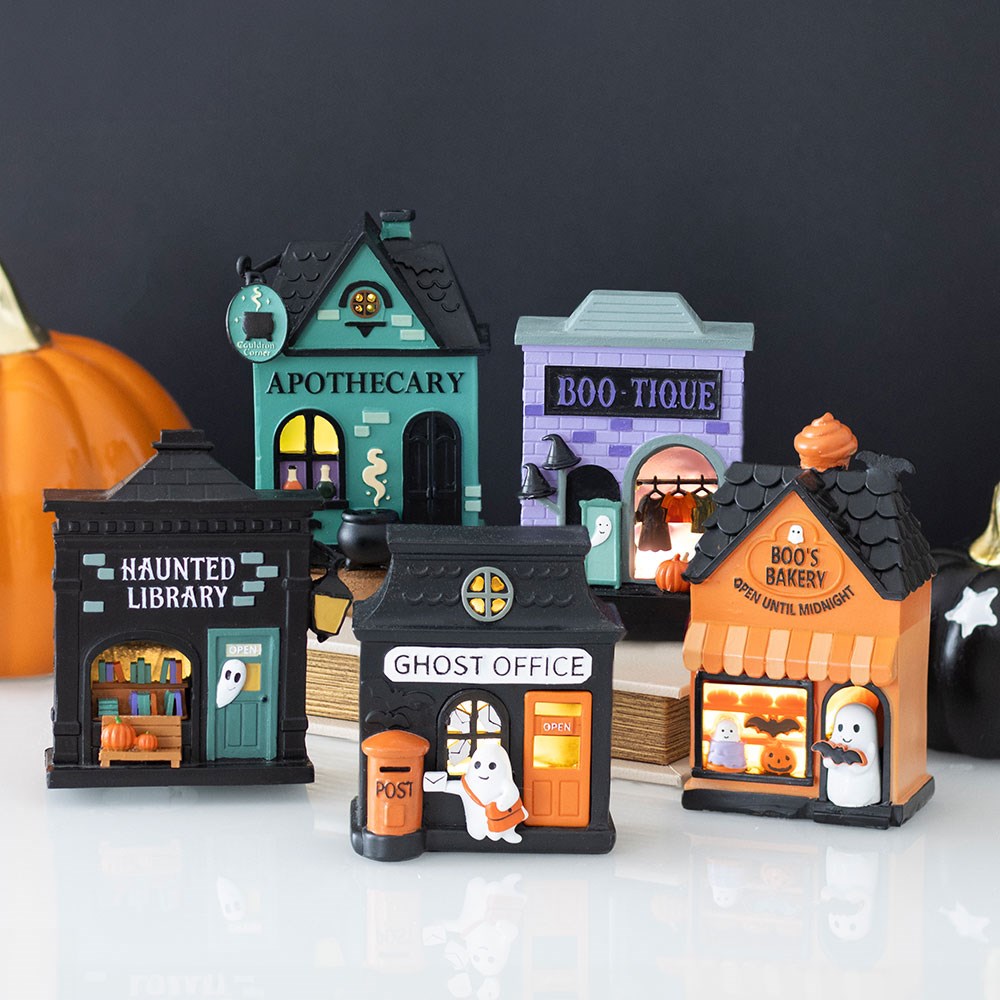 Decorazione Luminosa LED Biblioteca Infestata – "Haunted Library" Halloween Village