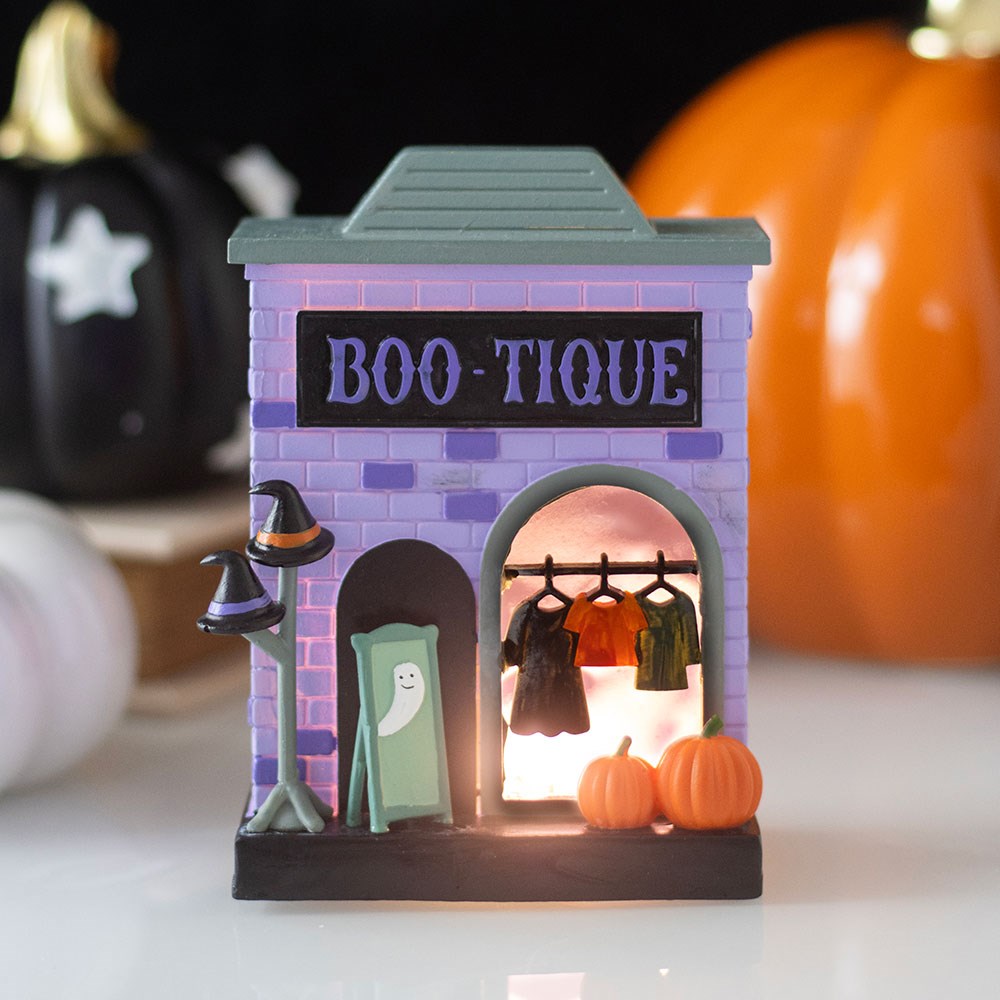 Decorazione Luminosa LED Boutique Stregata – "Boo-tique" Halloween Village