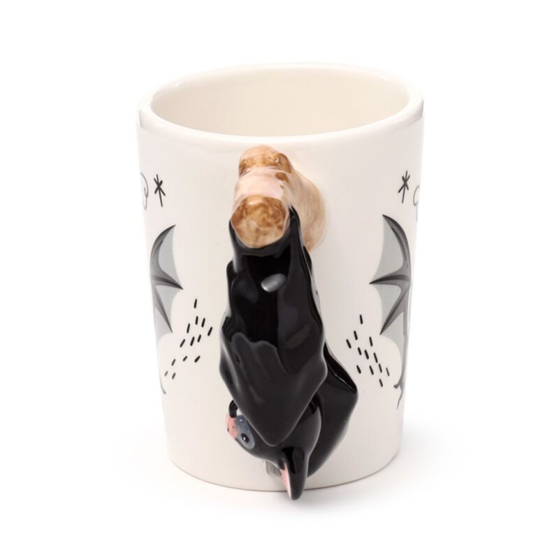 Tazza in Ceramica con Manico a Forma di Pipistrello