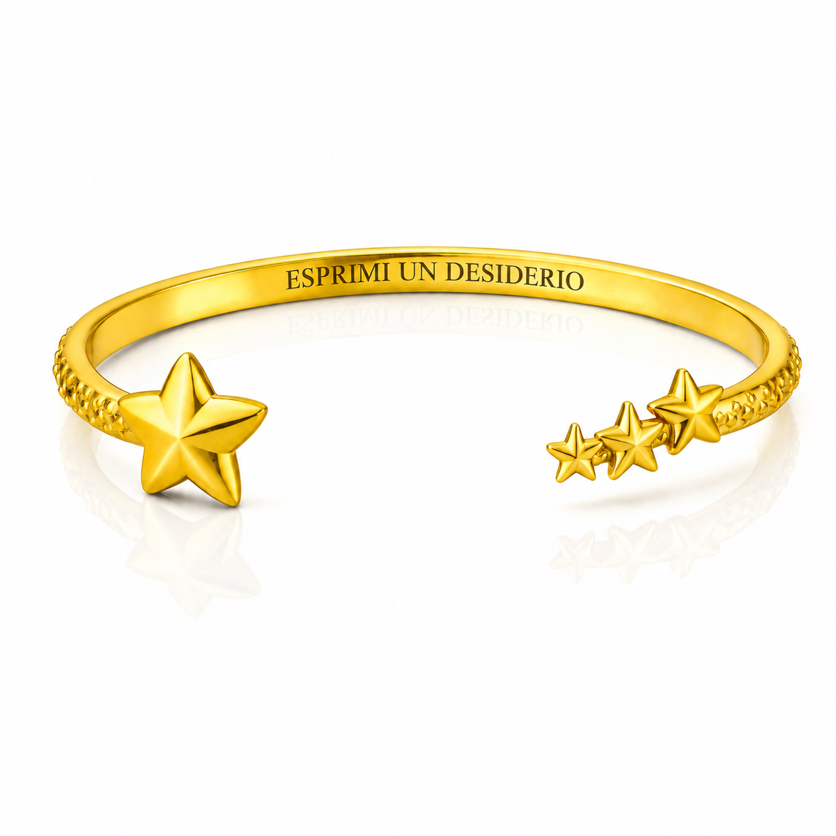 Bracciale "Esprimi un desiderio" con stella cadente in acciaio 316L