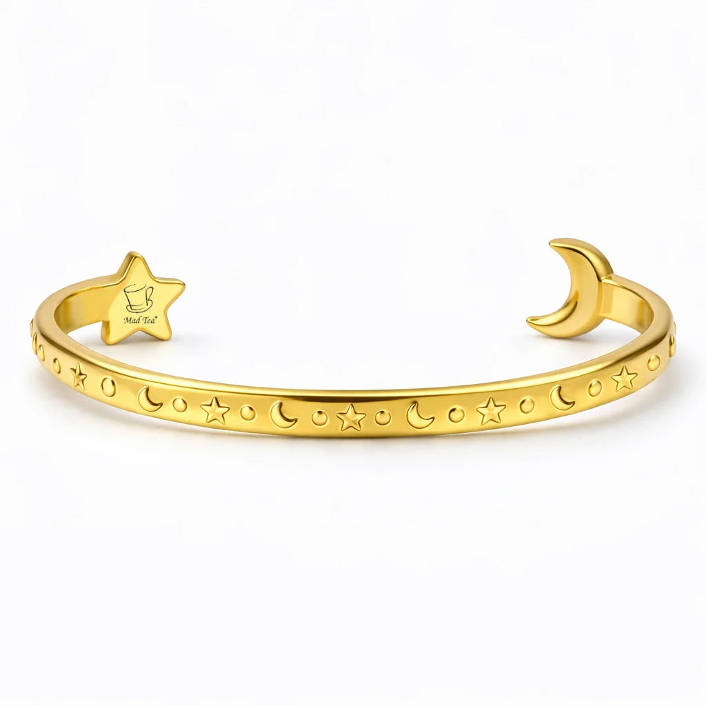 Bracciale “Solo chi sogna può volare” con luna e stella in acciaio 316L