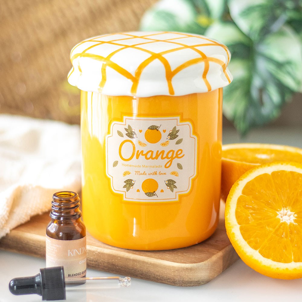 Bruciatore per Oli Essenziali e Scaldacera "Vasetto di Marmellata d'Arancia"