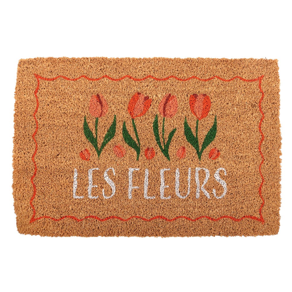 PREORDINE (In arrivo dal 3 agosto) Zerbino in Fibra di Cocco "Les Fleurs" con Tulipani – Tappeto d'Ingresso Floreale