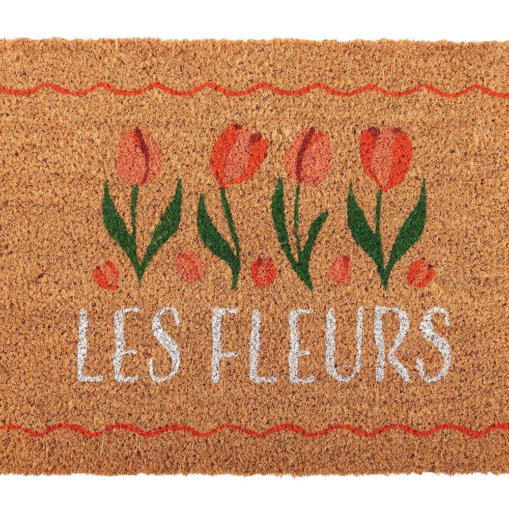 PREORDINE (In arrivo dal 3 agosto) Zerbino in Fibra di Cocco "Les Fleurs" con Tulipani – Tappeto d'Ingresso Floreale