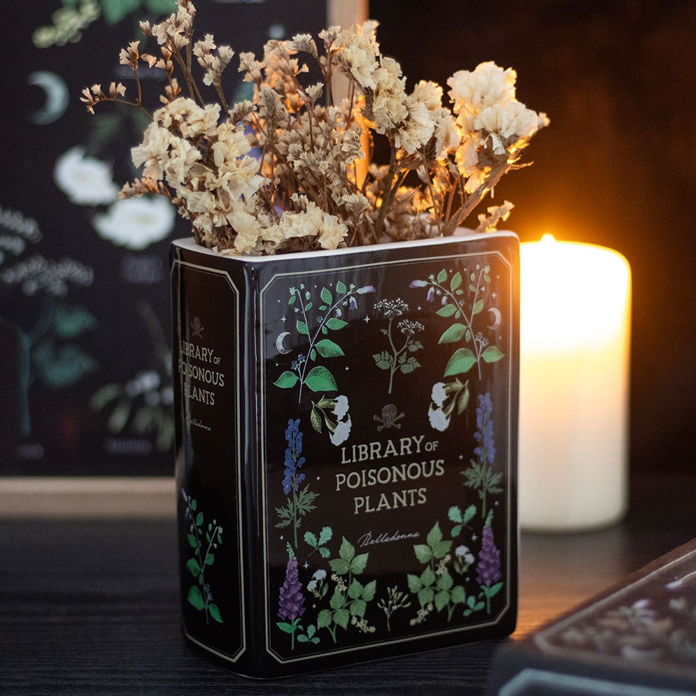 Vaso a forma di libro sulle piante velenose