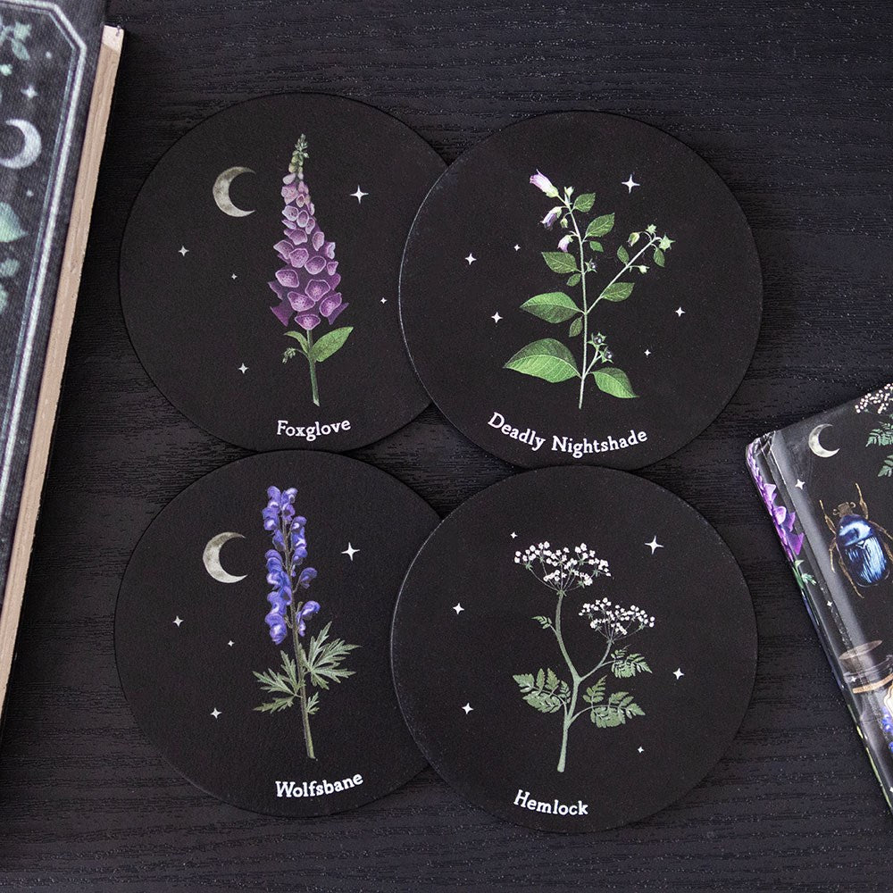 Set di 4 sottobicchieri botanici in MDF – Poisonous Plants