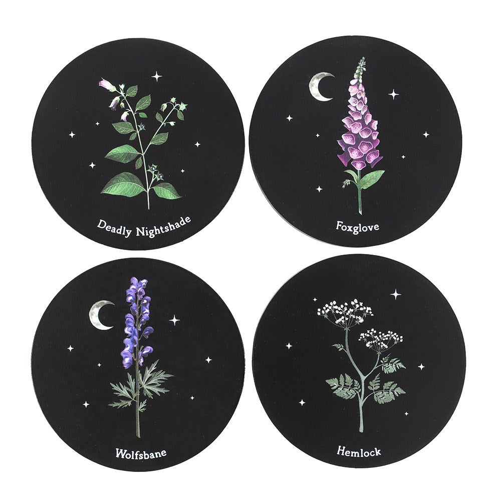 Set di 4 sottobicchieri botanici in MDF – Poisonous Plants