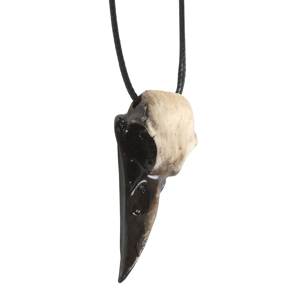 Collana con Teschio di Corvo in Resina – "Venom and Vines" Crow Skull Necklace